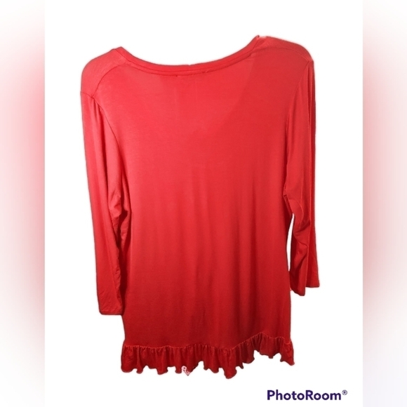 Jeanne Pierre  Red Med Long sleeve top with ruffles - Picture 7 of 10